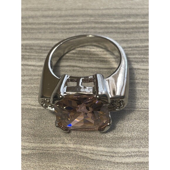 Cushion Tourmaline CZ Solitaire Engagement Ring Women’s 9 Bubble Gum Pink - Picture 4 of 16